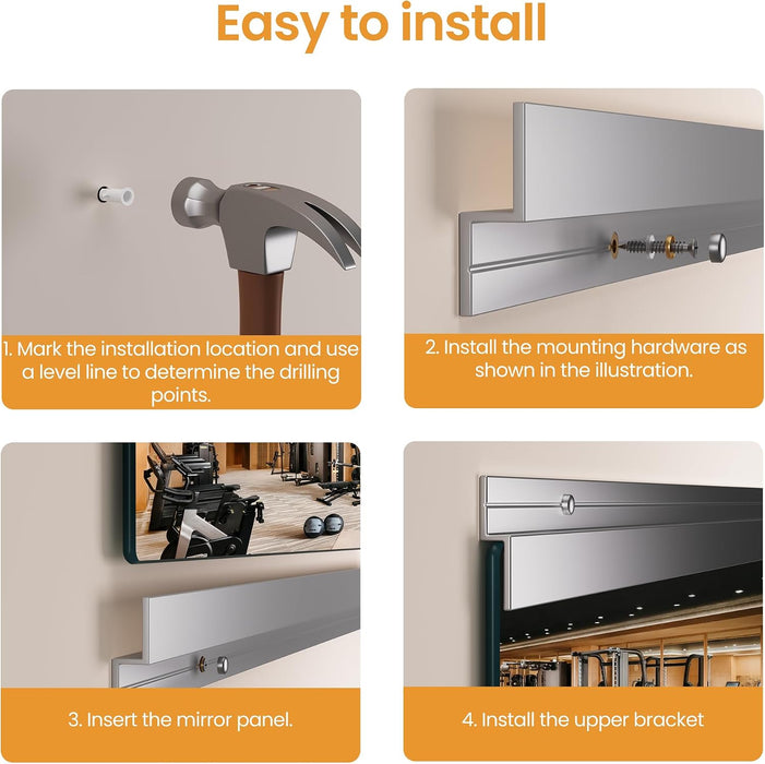Home Gym Mirror, 48"X30"-2 PCS Gym Mirrors for Wall