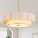 17.7 Inch Gold Layered Drum Chandelier FabricShade