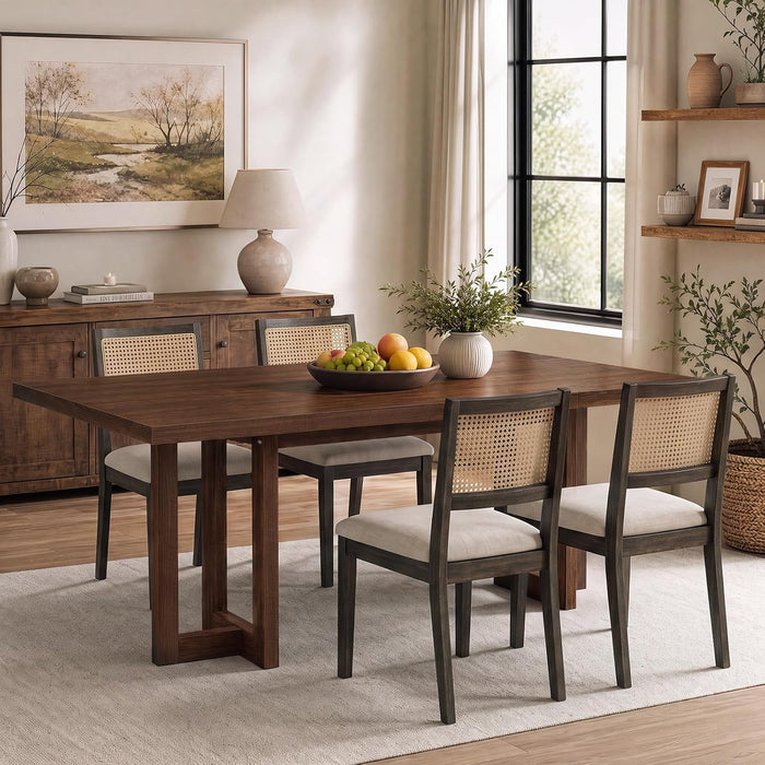 71" Dining Table for 6-8 People, Rectangular Table, Brown