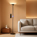 Torchiere Floor Lamp - 72" Tall LED Standing Lamp with Remote/Button Control, 1800Lm, 3000-6500K, 30W Dimmable Modern Corner Floor Light for Living Room Bedroom Office Apartment, Black