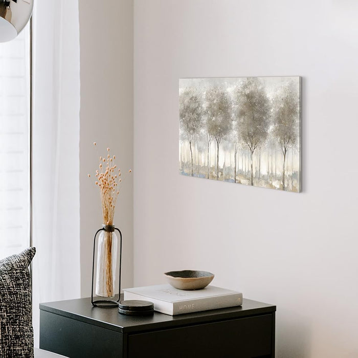 Tree Painting Canvas Wall Art: Nature Forest Landscape Picture Modern Gray Abstract Artwork for Living Room Bedroom
