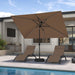 6.5' X 10' Rectangular Patio Umbrella with Solar LED Outdoor Table Umbrella Aluminum Frame Market Umbrella Sun Umbrella for Garden Deck Lawn Pool Taupe