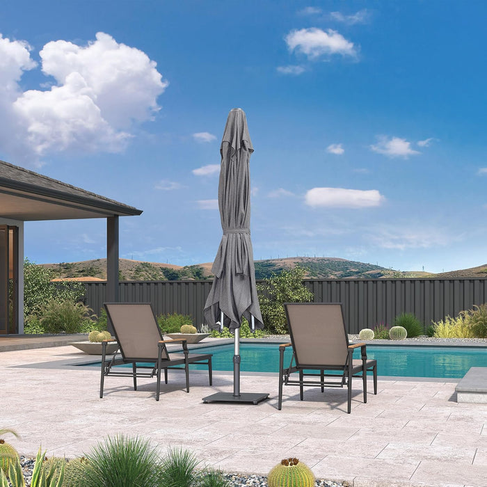 Outdoor Table Sun Umbrella 10' X 10' Semi Auto Lift, Gray