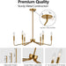Gold Farmhouse Chandeliers for Dining Room, 6-Light Modern Chandelier Light Fixture, Brushed Brass Industrial Candle Lighting Hanging Ceiling for Living Room Bar Kitchen Island Lights