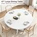 47 Inch round Dining Table for 4-6, Wood Kitchen Table with Cross Base and Adjustable Foot Pads, Dining Room Table with Circle Tabletop for Dining Room, Kitchen, Living Room, White