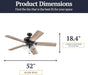 Saybrook 52 Inch Farmhouse LED Indoor Ceiling Fan with Light, Pull Chain Control, 5 Dual Finish Blades, Reversible Motor, Bronze