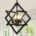 18" Black Chandelier, 4-Light Farmhouse Geometric Ceiling Dining Room Fixture, Modern Rustic Foyer Lighting Fixtures, Industrial Hanging Light Fixture Pendant Lights for Kitchen Island, Entryway