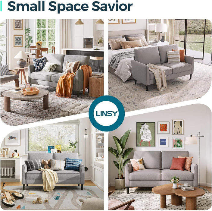 Grey Small Loveseat Sofa for Living Room & Bedroom