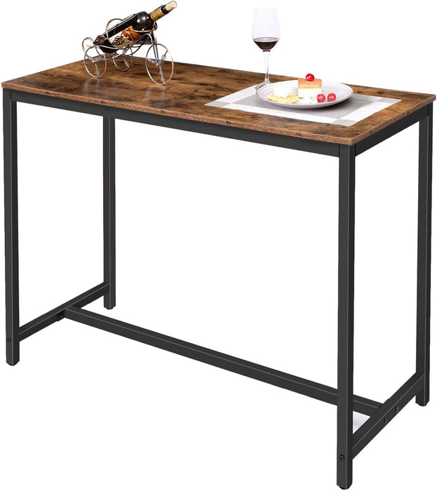 Bar Table, Rectangular Pub Table, 47.2” Counter Height Bar Table, Industrial Bar Height Table, Dining Table for Kitchen, Living Room, Easy to Assemble, Rustic Brown BF50BT01
