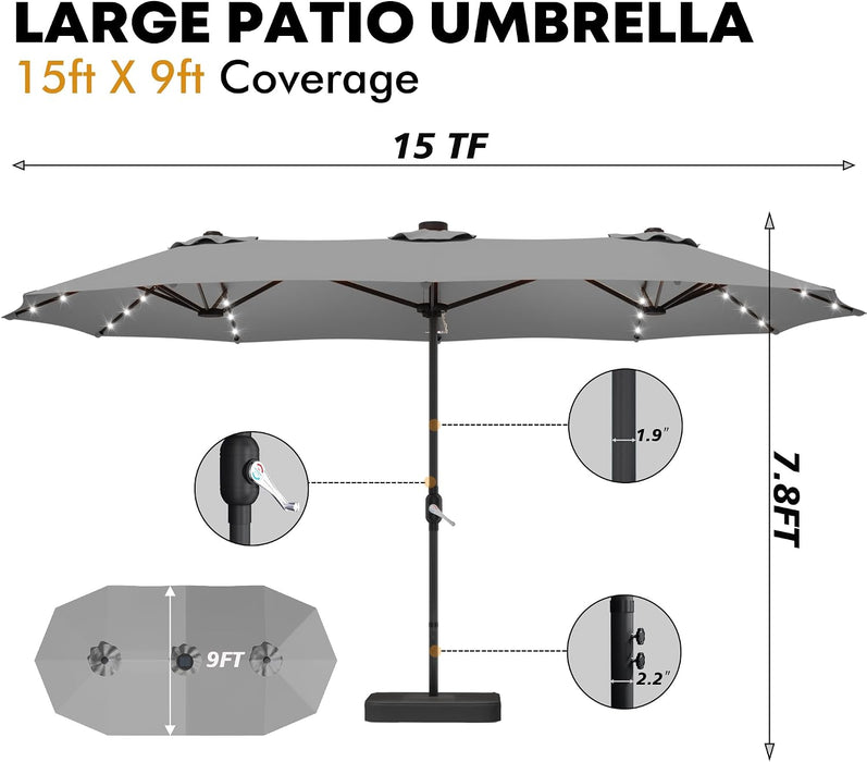 Patio Double-Sided Umbrellas with Base