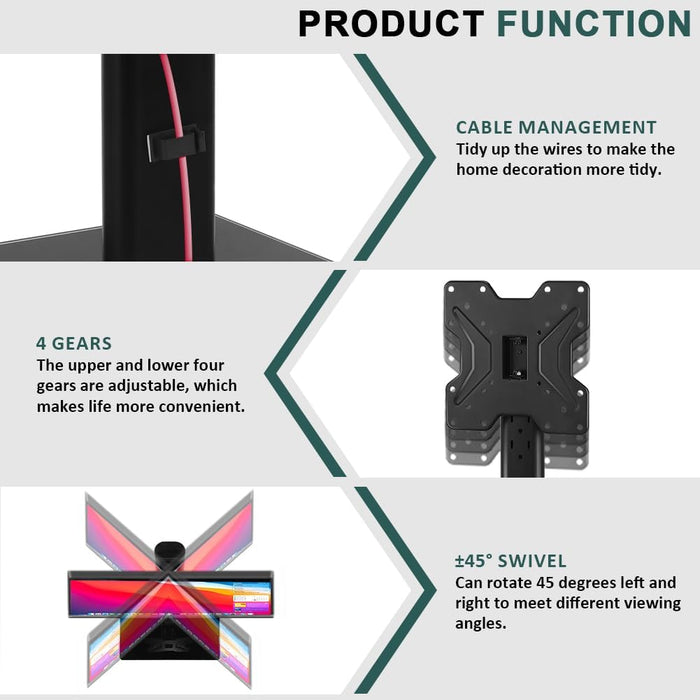 Universal TV Stand for 13"–43" Tvs Swivel 4 Level Height Adjustable Table Top TV Mount Stand Holds up to 77Lbs