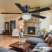 Crystal Ceiling Fan Fandelier with Lights-Ceiling Fans with Remote Control,Modern Ceiling Fan with Noiseless DC Reversible Motor,Dining Room,Living Room(52" Black)