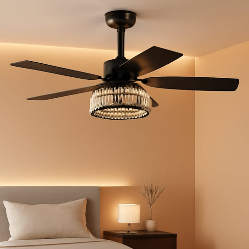 42 Inch Black Smart Ceiling Fan With Remote