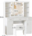 Vanity Desk with Lighted Mirror, Large Makeup Vanity Table Set with Storage Bench & Cabinets, 3 Brightness Mode, 45.2Inch (W), White