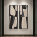 Long Narrow Framed Neutral Abstract Vertical Wall Art, Set of 2 Modern Canvas Prints Paintings Artwork for Walls, Black and Beige Minimalist Pictures Living Room Bedroom Hallway Entryway Wall Decor