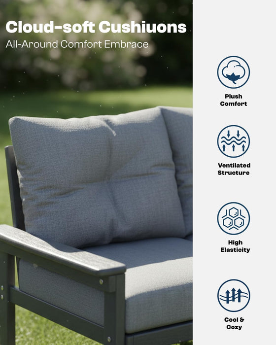 3-Piece HDPE Outdoor Patio Furniture Conversation Set