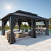 18X12Ft Aluminum Gazebo Hardtop Double Roof Canopy Outdoor Gazebo Galvanized Roof with Netting and Curtain Garden Tent for Patio, Backyard and Deck