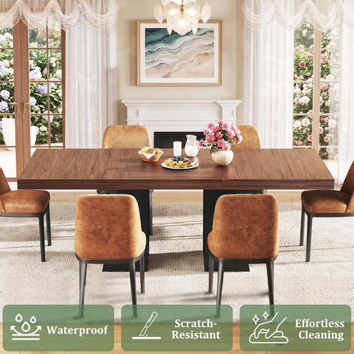 63" Extendable Rectangle Dining Table for 6-8, Wooden Table