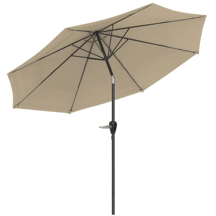 10 Ft. Aluminum Outdoor Market Patio Umbrella with Auto Tilt, Easy Crank Lift in Sand