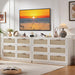 Rattan 6 Drawer Dresser for Bedroom, Grey White