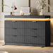 47" Wide Dresser for Bedroom with 6 Drawer & Charging Station, Black