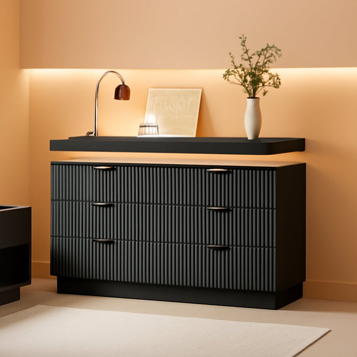 47" Wide Dresser for Bedroom with 6 Drawer & Charging Station, Black