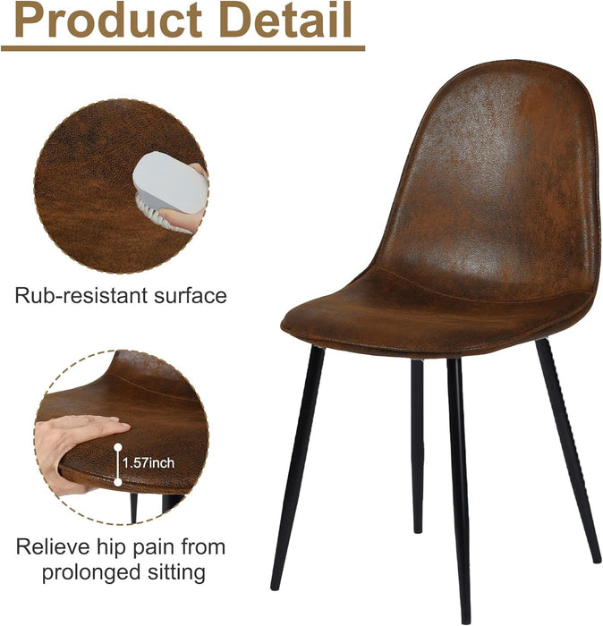 Set of 4 Commercial Café Chairs with Ergonomic Back and Cushioned Seat, Metal Legs for Coffee Shop Bistro and Restaurant Seating (Brown Suede)