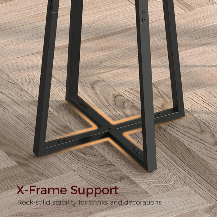 Bar Table, 35.4" Tall Pub Cocktail Table, Bar Height for Kitchen, with Cross Base, Easy to Assemble, for Bar, Pub, Bistro, Cafe, Rustic Brown and Black （Only Table）