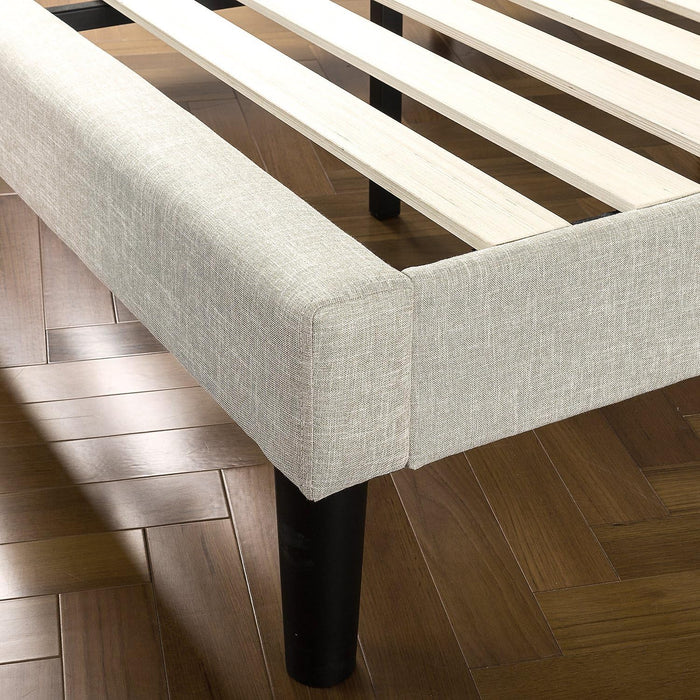 Athena Upholstered Platform Bed Frame with Wingback Headboard, Mattress Foundation with Wood Slat Support, No Box Spring Needed, Easy Assembly, Full