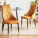 Upholstered Velvet Dining Chair Set of 4, Mustard Armless Side Chair with Metal Legs for Home Kitchen