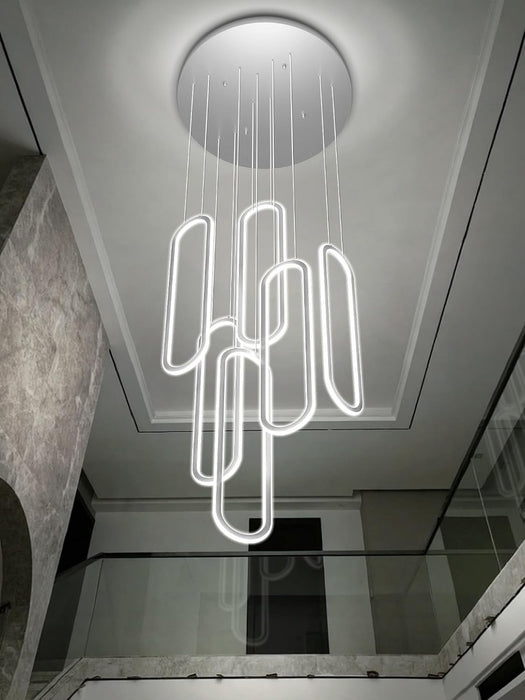 Contemporary Chrome LED Chandelier Dimmable Six Rings
