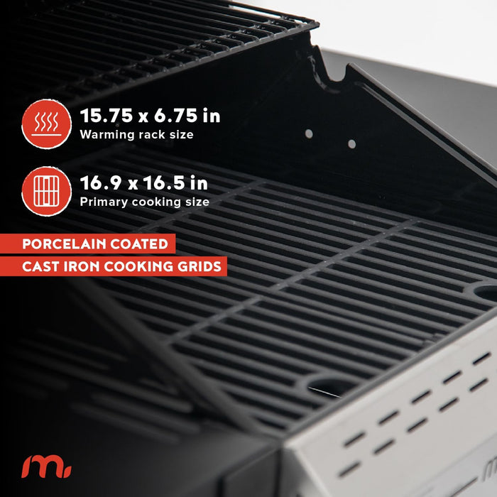 Deluxe 2-Burner Gas Grill with Foldable Side Tables, 418 SQ in Cooking Space, 28000 Btus, Stainless Steel Lid, Propane BBQ Grill for Outdoor Cooking, Patios, Backyards and More - 720-0864MA