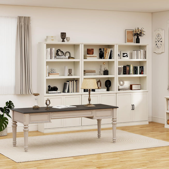 5 Shelf Tall Bookcase with Doors White Bookshelf 31In Wide Display Standing Storage Shelf 72In Tall Wood Book Shelves for Bedroom Living Room Office Library