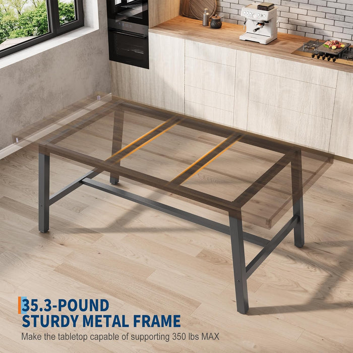 Industrial Dining Table 63InchesLong Espresso Brown