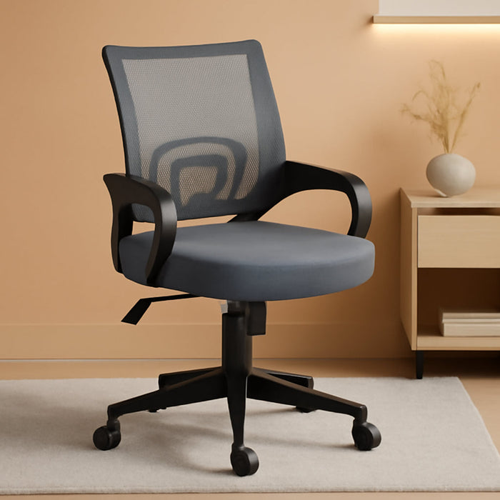 Office Chair Mid Back Executive Task Swivel Rolling Gaming Lumbar Support Modern Desk Computer Ergonomic Mesh Embody Chair Rolly Study Chair with Armrests, Dark Grey