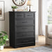 Black Farmhouse Dresser for Bedroom, Modern 6 Chest of Drawers, 44" Tall Chest of Drawers W/Brushed Metal Handle, Wood Closet Organizers and Storage Cabinet for Bedroom, Living Room, Hallway