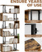 6 Tier Geometric Bookcase,S Shaped Bookshelf, Wood Decorative Storage Shelving, Modern Freestanding Display Shelves, Tall Book Shelf Unit for Living Room Bedroom, Rustic Brown
