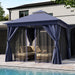 Patio Gazebo 10'X10', Outdoor Heavy Duty Party Tent Shelter with Double Roofs, Mosquito Nettings and Privacy Screens for Backyard, Garden, Lawn, Navy Blue