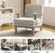 Ivory Upholstered Mid-Century Armchair With Wooden Legs