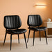 Dining Chairs Set of 2, Mid Century Modern Dining Room Chair, Upholstered Faux Leather Kitchen Chairs with Walnut Bentwood Back and Metal Legs for Kitchen Dining Room Living Room, Black