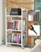 UMDONX Heavy-Duty Double-Sided Book Cart with Silent Wheels and 3 Magnetic Book Shelves, Rolling Book Shelf, Library Book Cart, Suitable for Home, Office, or School （White）