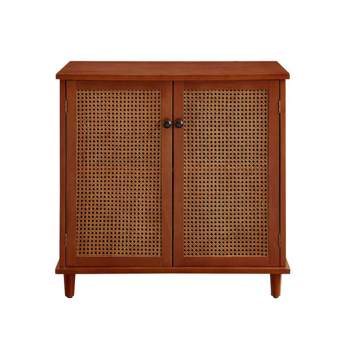 Calzada 31.5'' Tall 2 - Rattan Wicker Door Storage Accent Cabinet with Solid Wood Legs
