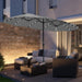 15Ft Double Sided Patio Umbrella with Solar Lights, Outdoor Large Umbrellas with Crank Handle and 36 LED Lights, Rectangular Market Umbrella with Base Included for Deck Pool Shade (With Base)