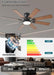 52 Inch Ceiling Fan with Light, 6 Speeds Reversible Low Profile Ceiling Fan with Light and Remote/App Control, 3 Color Temp+Dimmable RGB, 8 Blades, Flush Mount Quiet Ceiling Fans, Brown