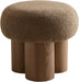 MEETAKING Small round Foot Stool, Teddy Fabric Footrest Ottoman Stool with Non-Skid Legs, Modern Footstools Step for Couch, Desk, Office, Living Room (Brown)