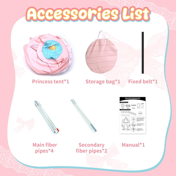 Kids Play Tent for Girls Toddler Indoor Princess Tents for Kids Ages 4-8 Large Outdoor Playhouse Castle for Girl Boys 3-5 4-6 Birthday Thanksgiving