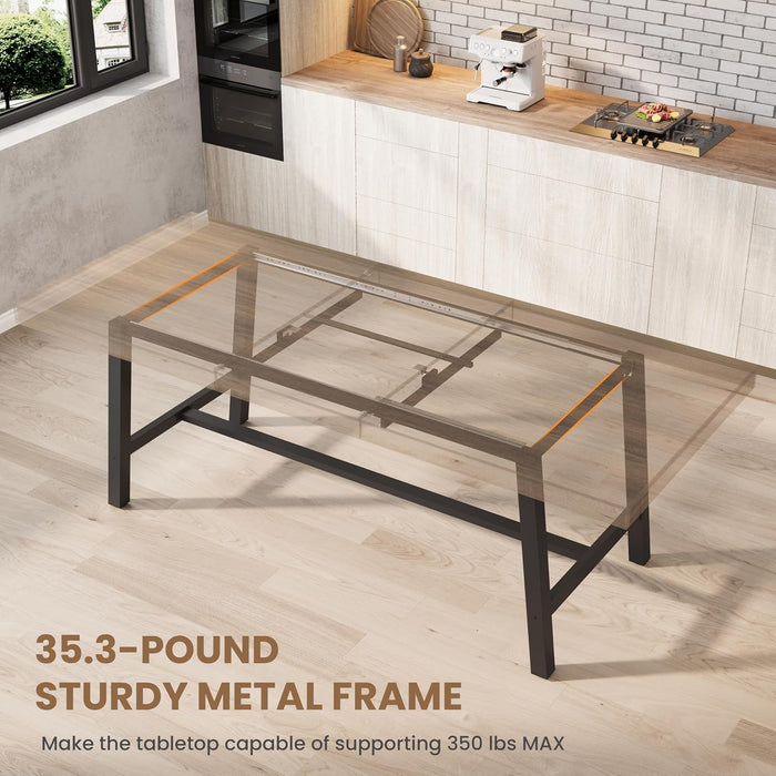 63-83" Extendable Dining Table, Industrial Rectangular Dining Room Table for 6-8 People, Expandable Kitchen Table with Heavy Duty Metal Frame for Dining Room, Kitchen & Parties, Rustic Pear