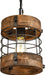 Retro Industrial Metal and Wood Chandelier 1-Light round Cage Pendant Light Fixture for Kitchen Island Foyer Hallway Bar Dining Room Restaurant, D 7.9" X H 8.7" (Brown)