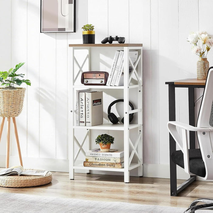 Narrow FourTier BookshelfUnit With Robust MetalFrame