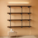 Industrial Iron Pipe Shelves, 3 Set 4-Tier 41.5" Tall 12" Depth, DIY Open Bookshelf Bookcase, Wall Mounted Vintage Retro Shelving, Rustic Farmhouse Pantry Kitchen Storage, Black Shelf Brackets
